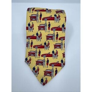 BMW Sports Car Man Woman Driver Silk Tie Mens Italy Black Yellow Art Deco